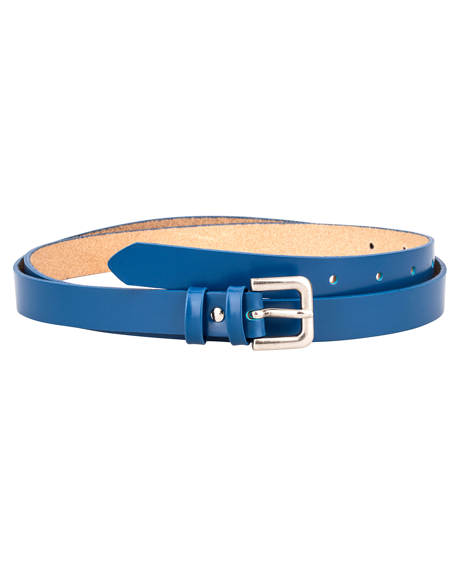 Buy Women's Blue Skinny Belt - Nappa Leather - LeatherBeltsOnline.com