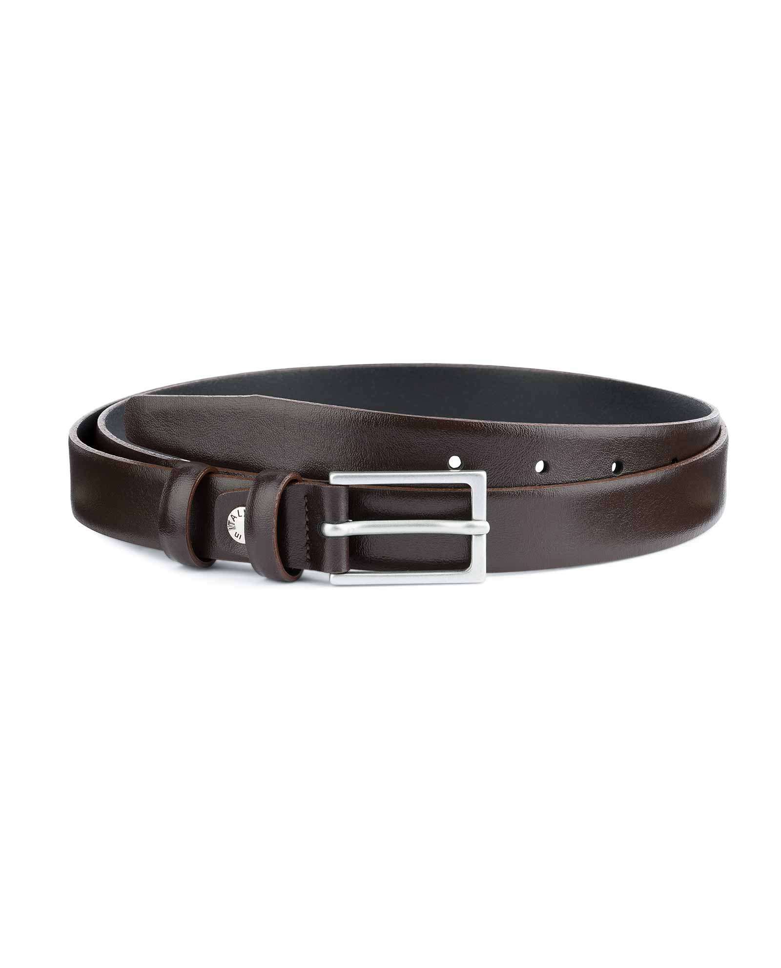 Buy Dark Brown Leather Belt | Narrow 1 inch | LeatherBeltsOnline.com