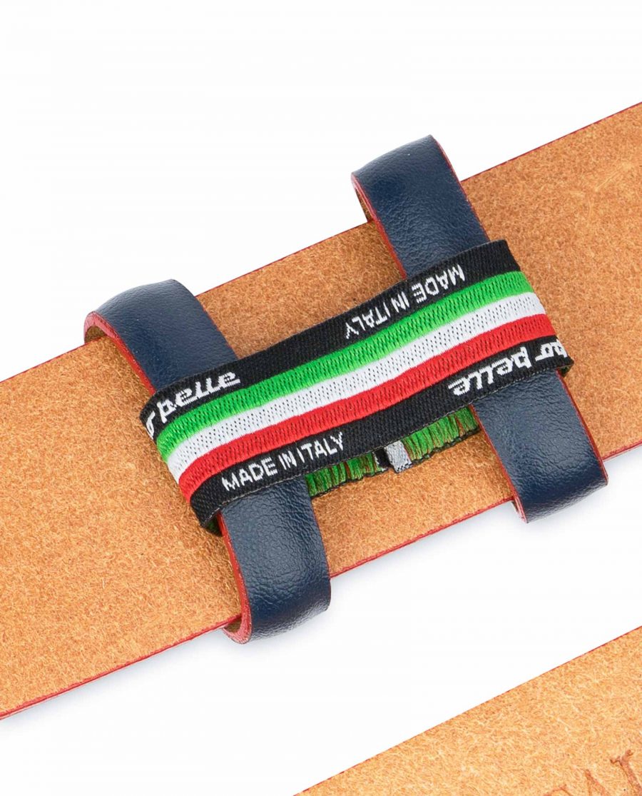 1-3-8-inch-Blue-Leather-Belt-Strap-with-Red-Edges-Woven-lable