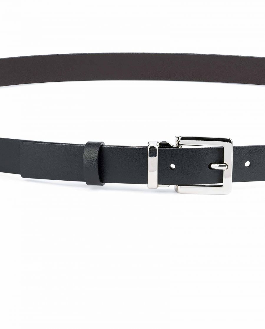 1-Thin-Leather-Belt-Black-Brown-Smooth-Silver-nickel-buckle