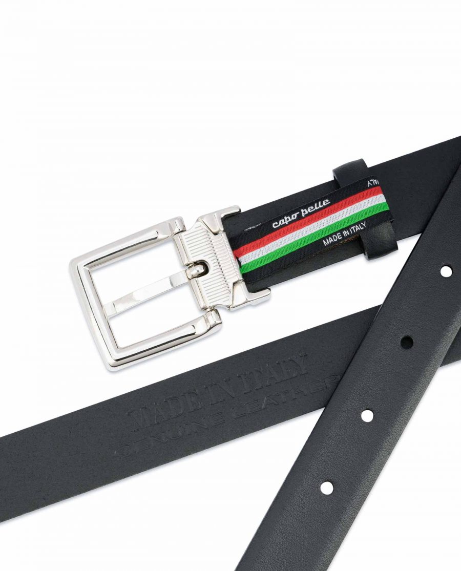 1-inch-Black-Leather-Belt-25-mm-Italian-Buckle-Hot-stamp