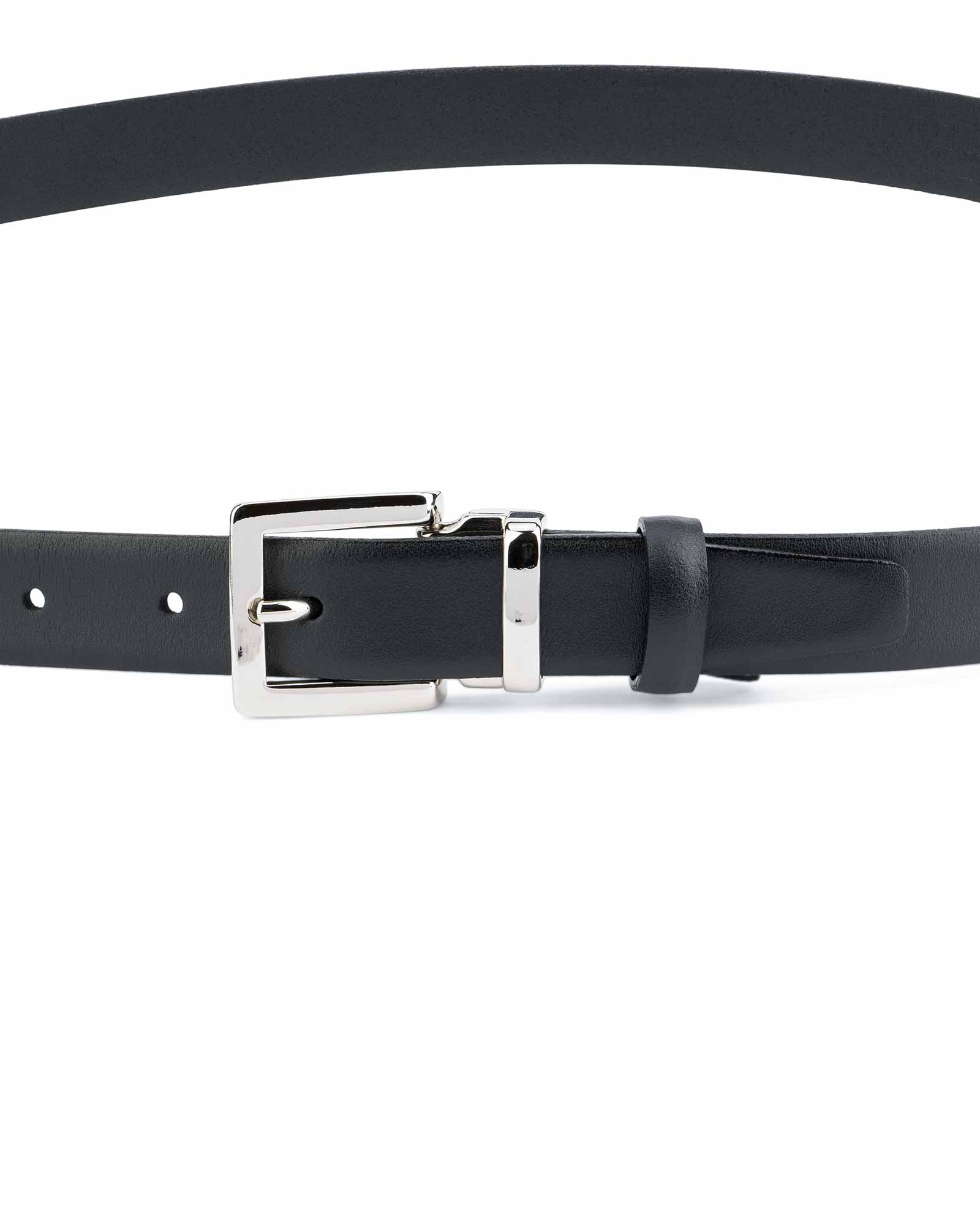 Buy 1 inch Black Leather Belt | Italian Buckle | LeatherBeltsOnline.com