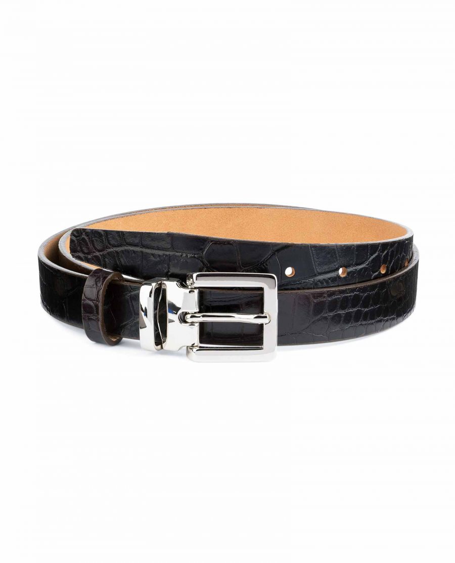 1-inch-Croco-Belt-Dark-Brown-Embossed-Leather-Capo-Pelle