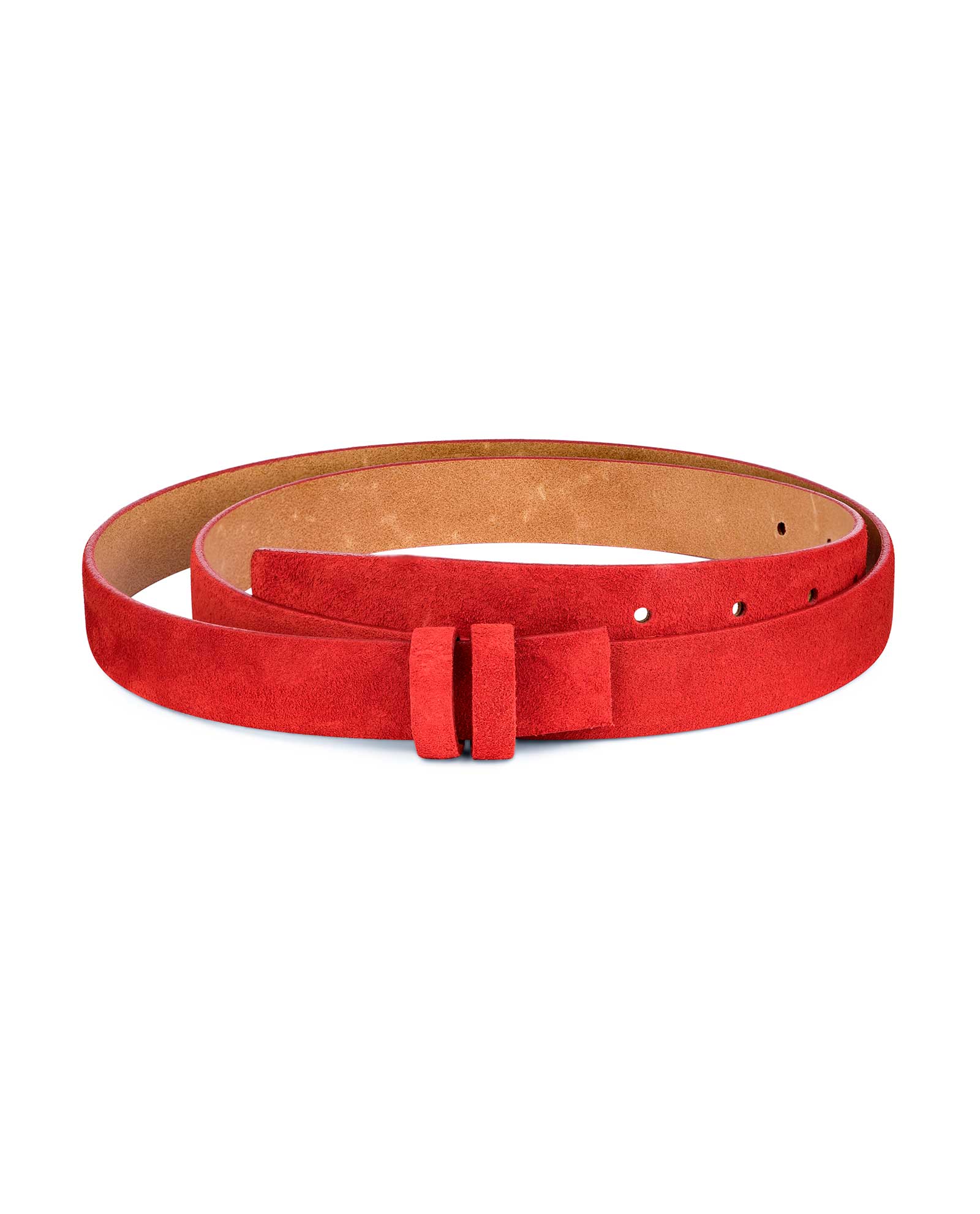 Red Belt Strap for Buckles Replacement - Real Leather 1 1/2 inch 34 / 85 cm - Red