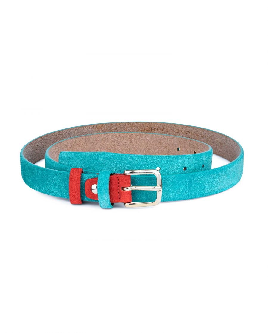 1-inch-Suede-Turquoise-Leather-Belt-with-Red-First-picture