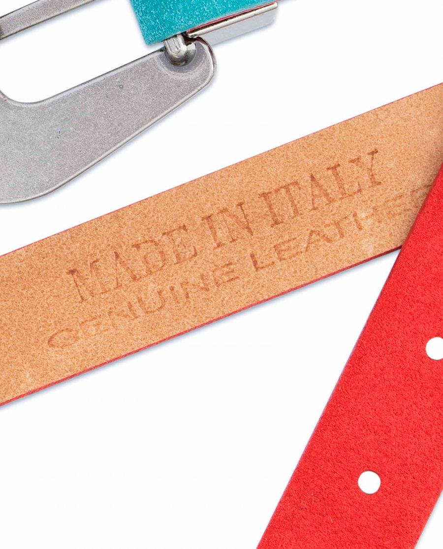 1-inch-Western-Belt-Womens-Red-Suede-Leather-Made-in-Italy-stamp