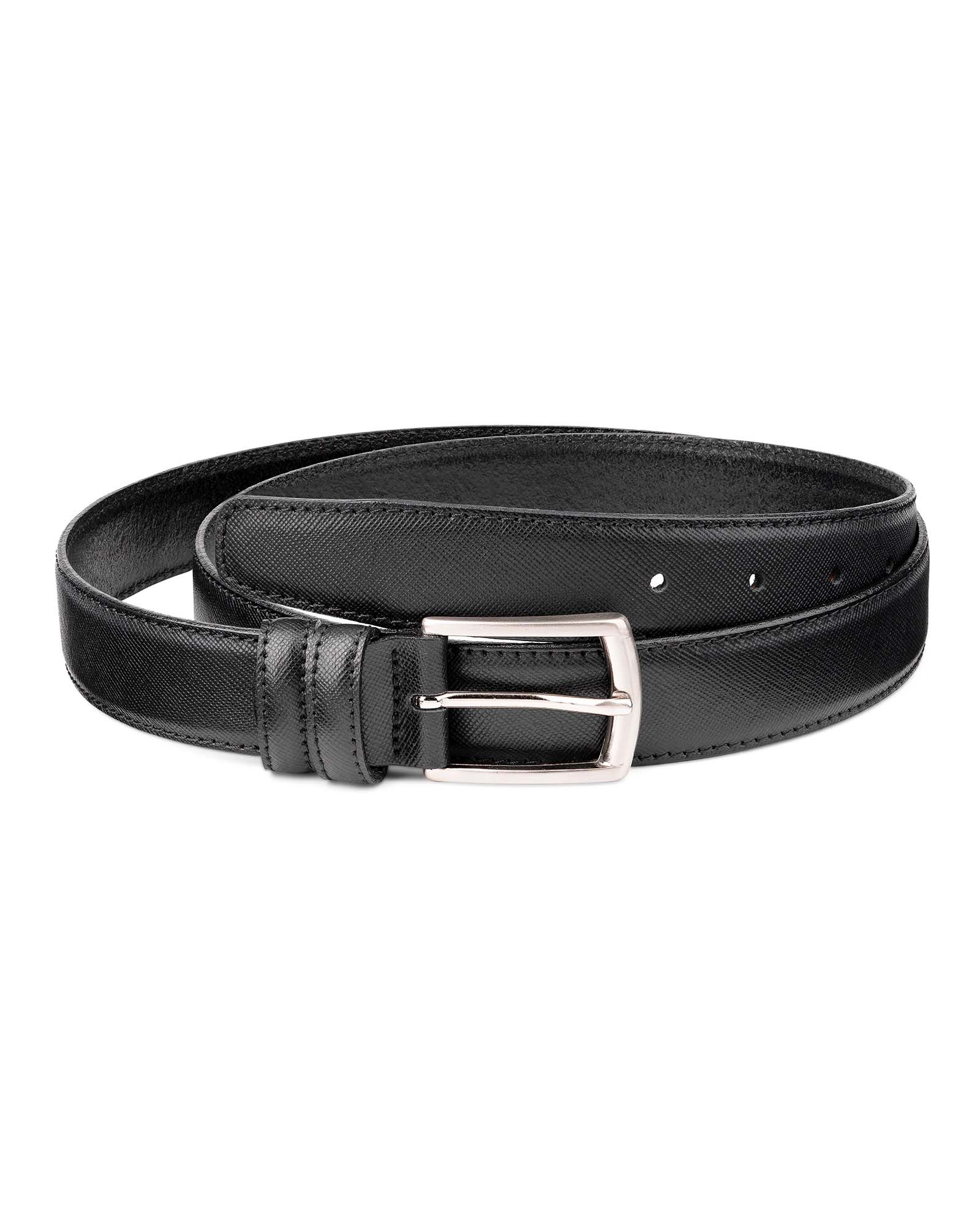 Saffiano Leather Belt Black 1-1/8\