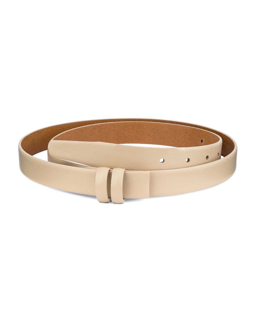 Buy Beige 1 Inch Wide Leather Belt Strap | LeatherBeltsOnline.com