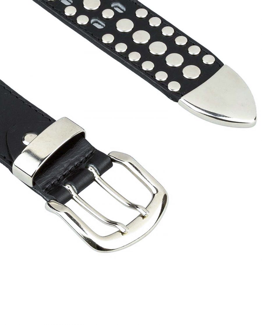 Buy Thick Black Studded Leather Belt | Silver Rivets | Free Shipping!