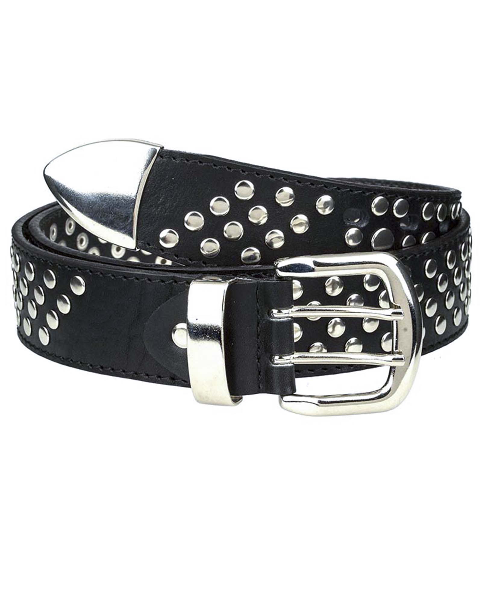 Buy Thick Black Studded Leather Belt | Silver Rivets | Free Shipping!