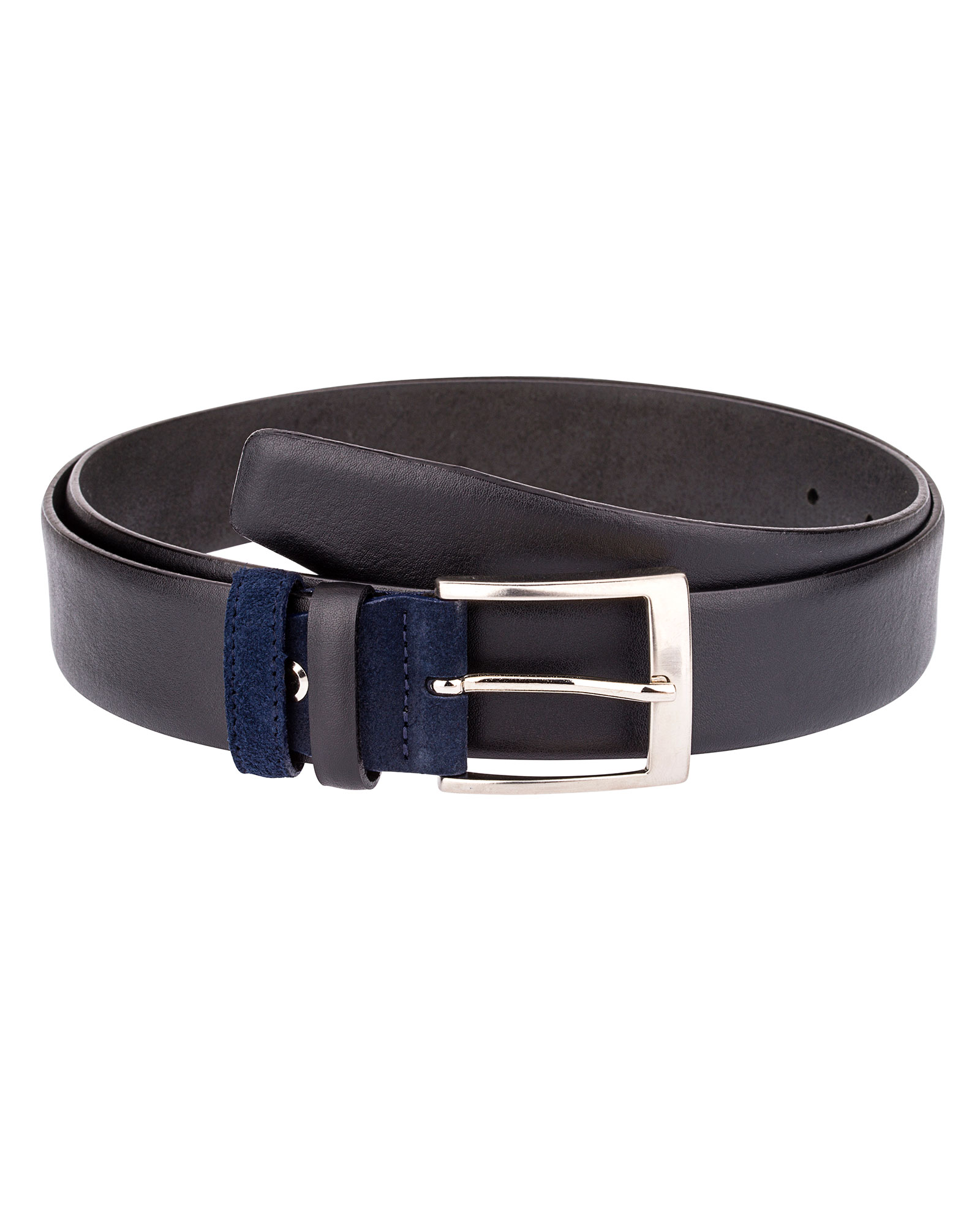 Buy Black Men's Leather Belt with Blue Suede | LeatherBeltsOnline.com