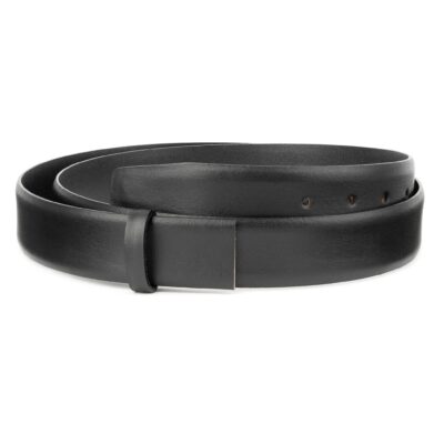 Black-Belt-Strap-Smooth-No-Buckle-Adjustable-Replacement-Capo-Pelle-Main-picture