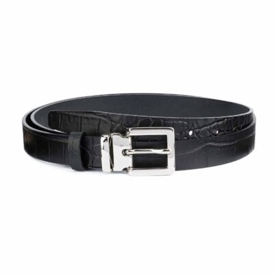 Black-Croco-Belt-1-inch-Embossed-Leather-Capo-Pelle