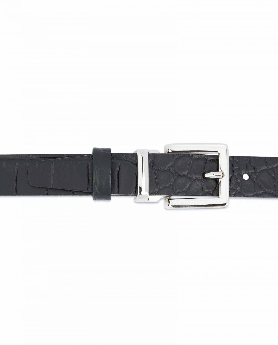 Black-Croco-Belt-1-inch-Embossed-Leather-On-trousers