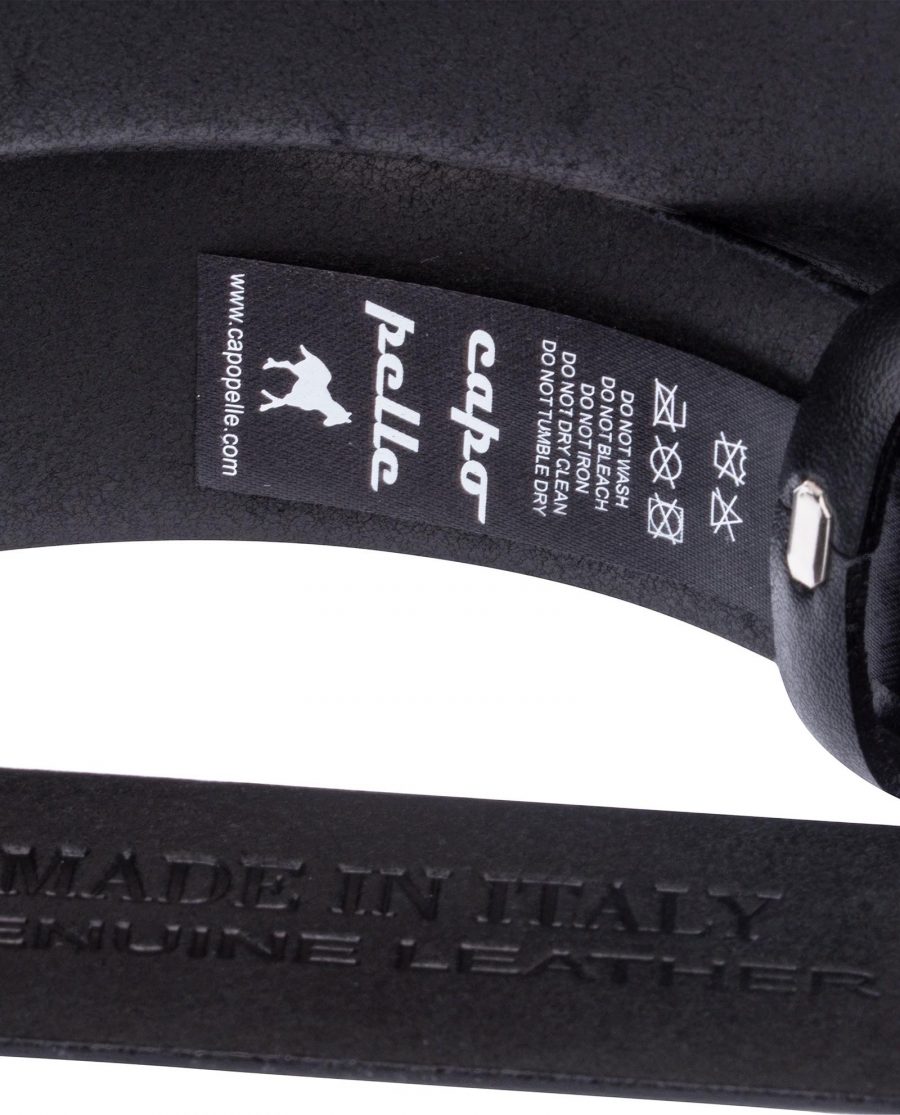 Black-Leather-Belt-Cross-buckle-Care-label