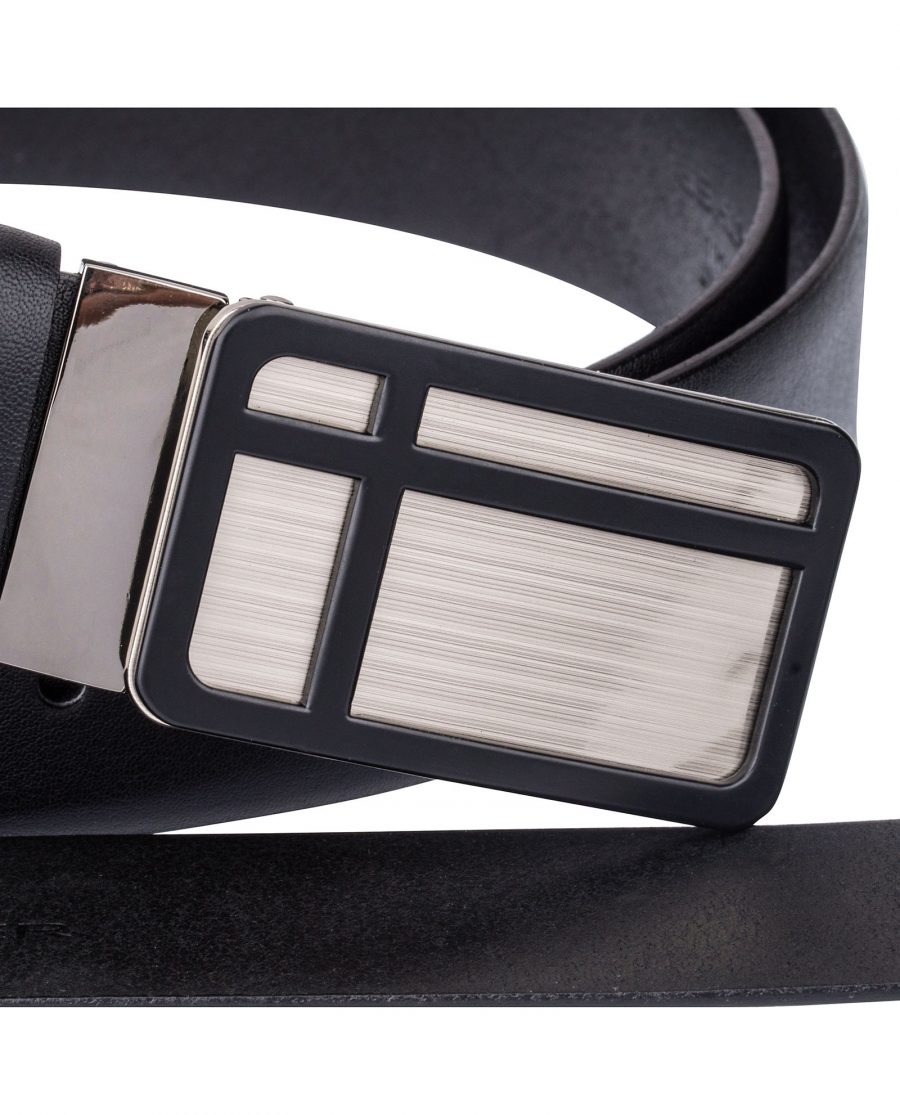 Black-Leather-Belt-Cross-buckle-Close-image