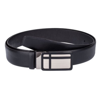 Black-Leather-Belt-Cross-buckle-Front-image