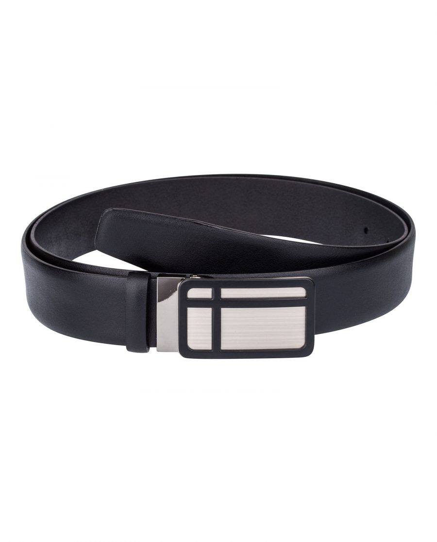 Black-Leather-Belt-Cross-buckle-Front-image