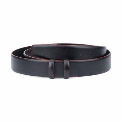 Black-Leather-Belt-Strap-Red-Feather-Edges-Capo-Pelle