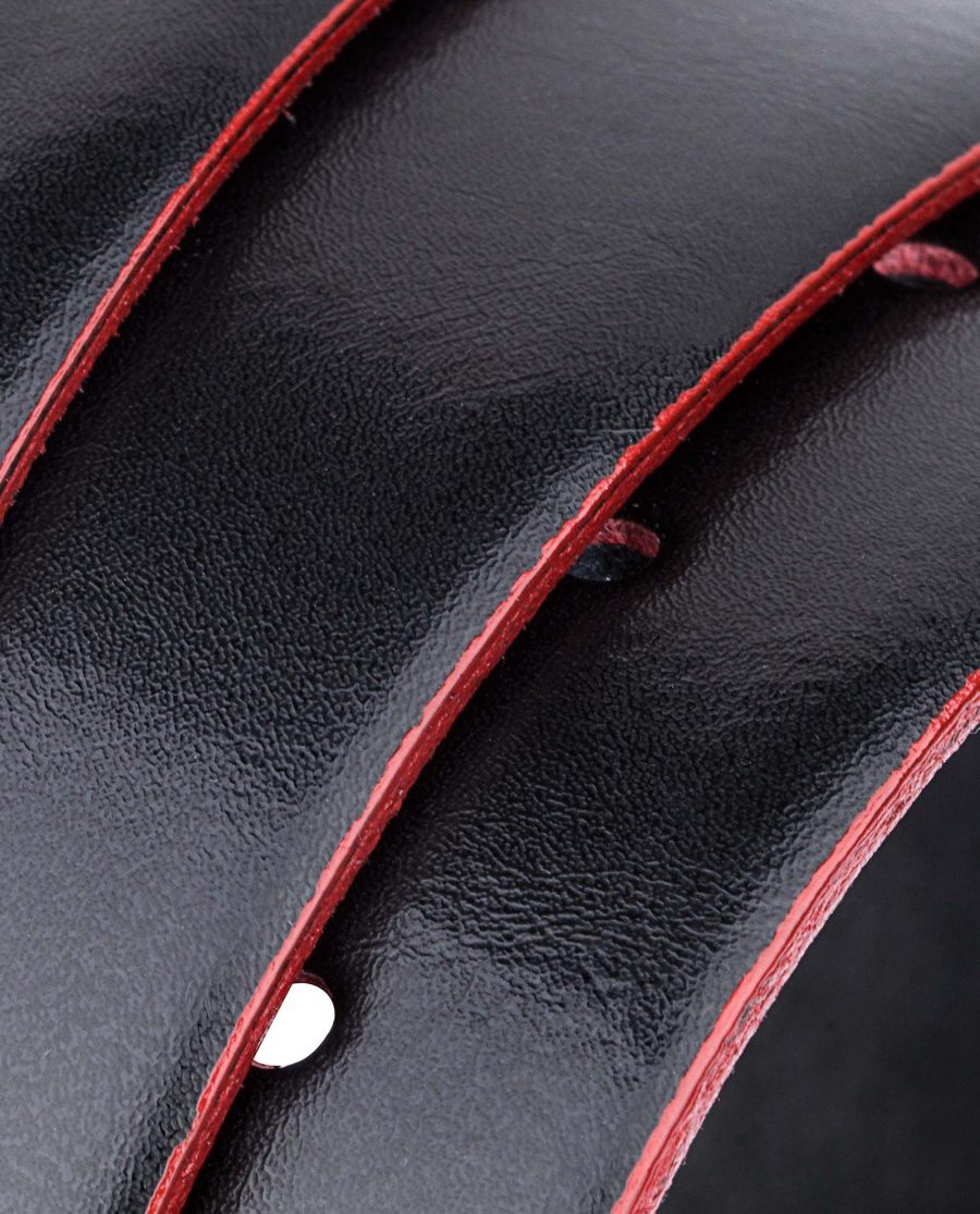 Black-Leather-Belt-With-Red-Edges-Rolled