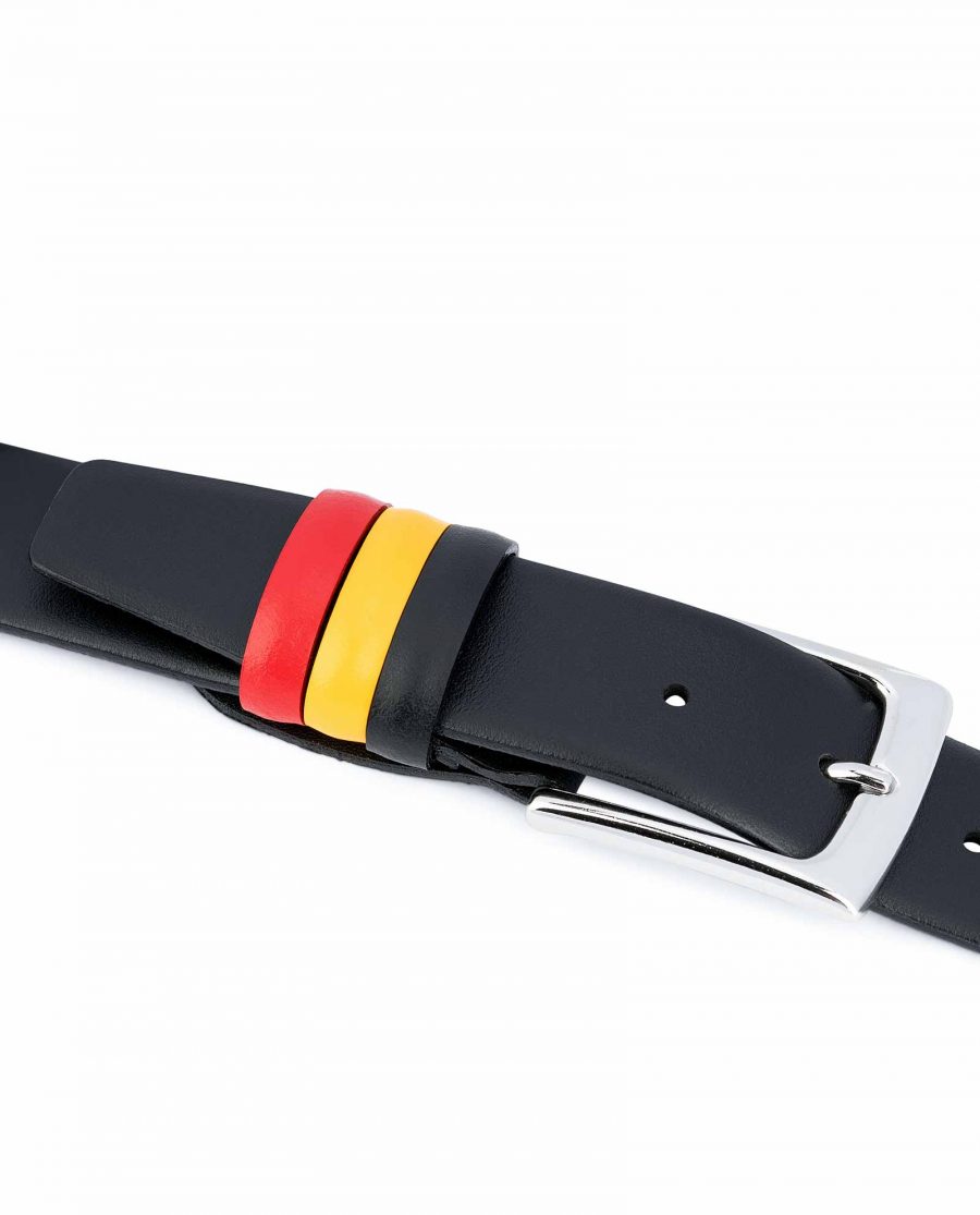 Black-Leather-Belt-with-Belgium-Flag-Colors-Calfskin