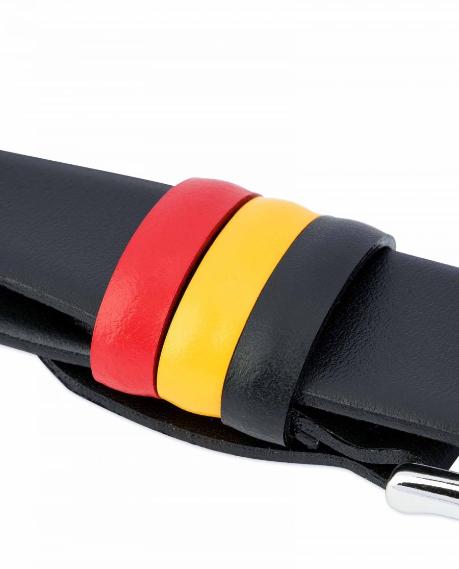 Black-Leather-Belt-with-Belgium-Flag-Colors-Loops