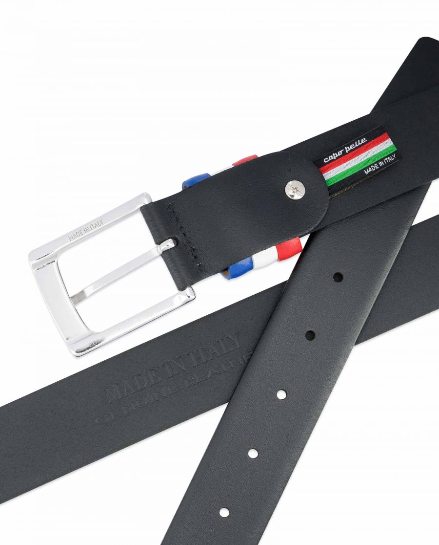 Black-Leather-Belt-with-France-Flag-Colors-Made-in-Italy