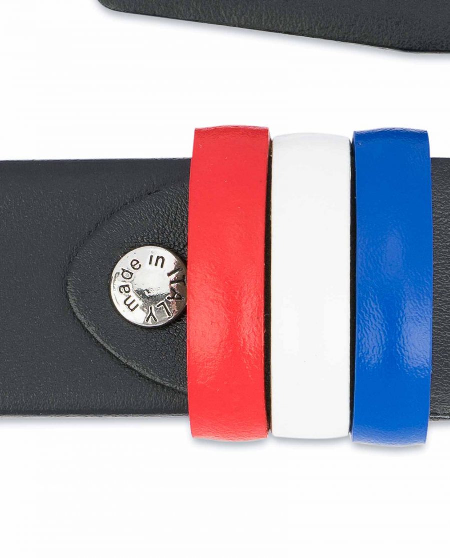 Black-Leather-Belt-with-France-Flag-Colors-Screw-bolt