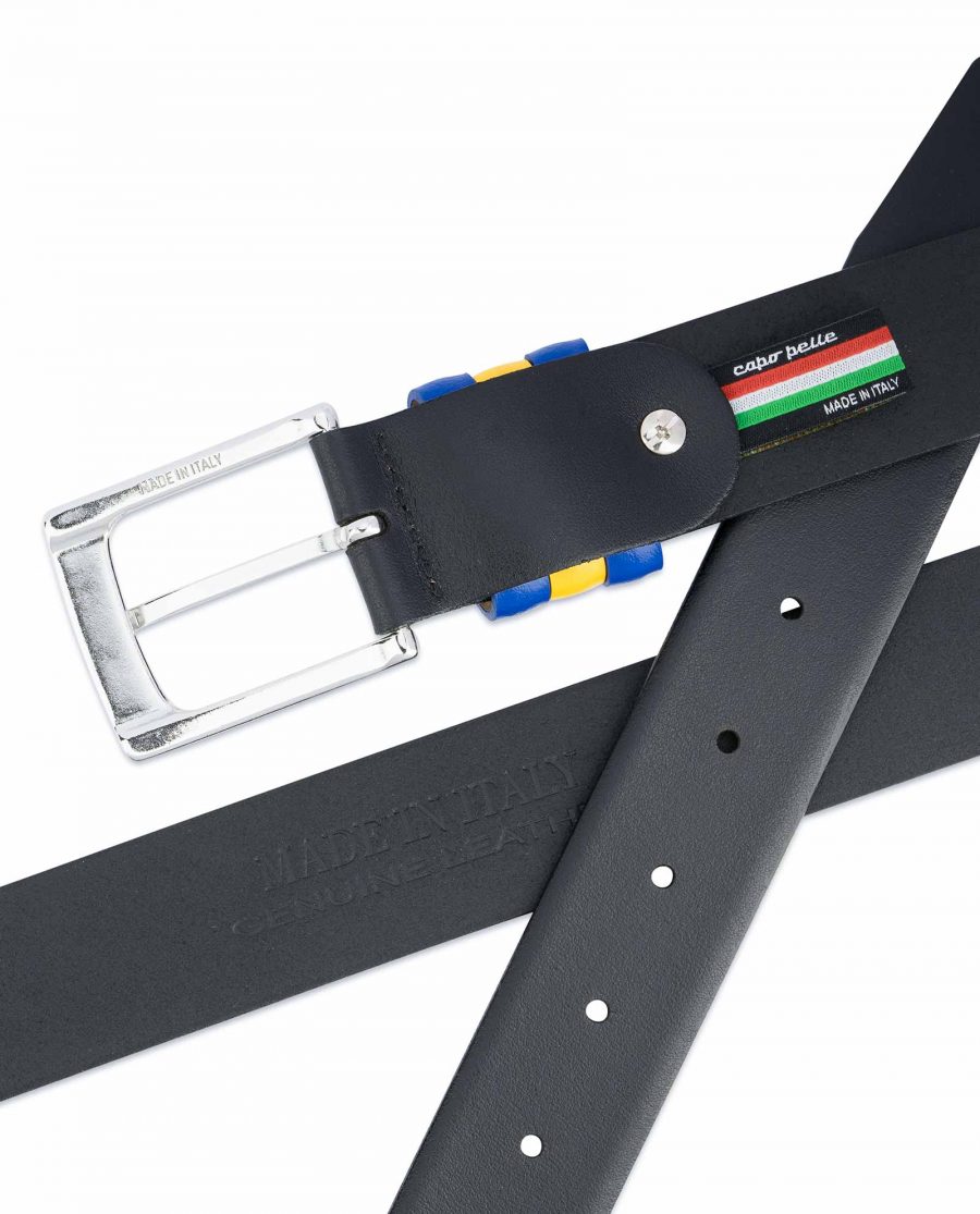 Black-Leather-Belt-with-Sweden-Flag-Colors-Made-in-Italy