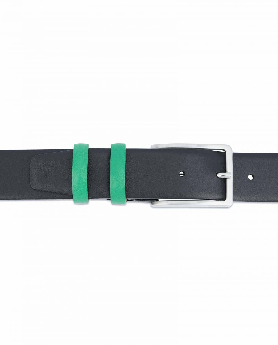 Black-Mens-Belt-with-Green-Leather-Loops-On-trousers