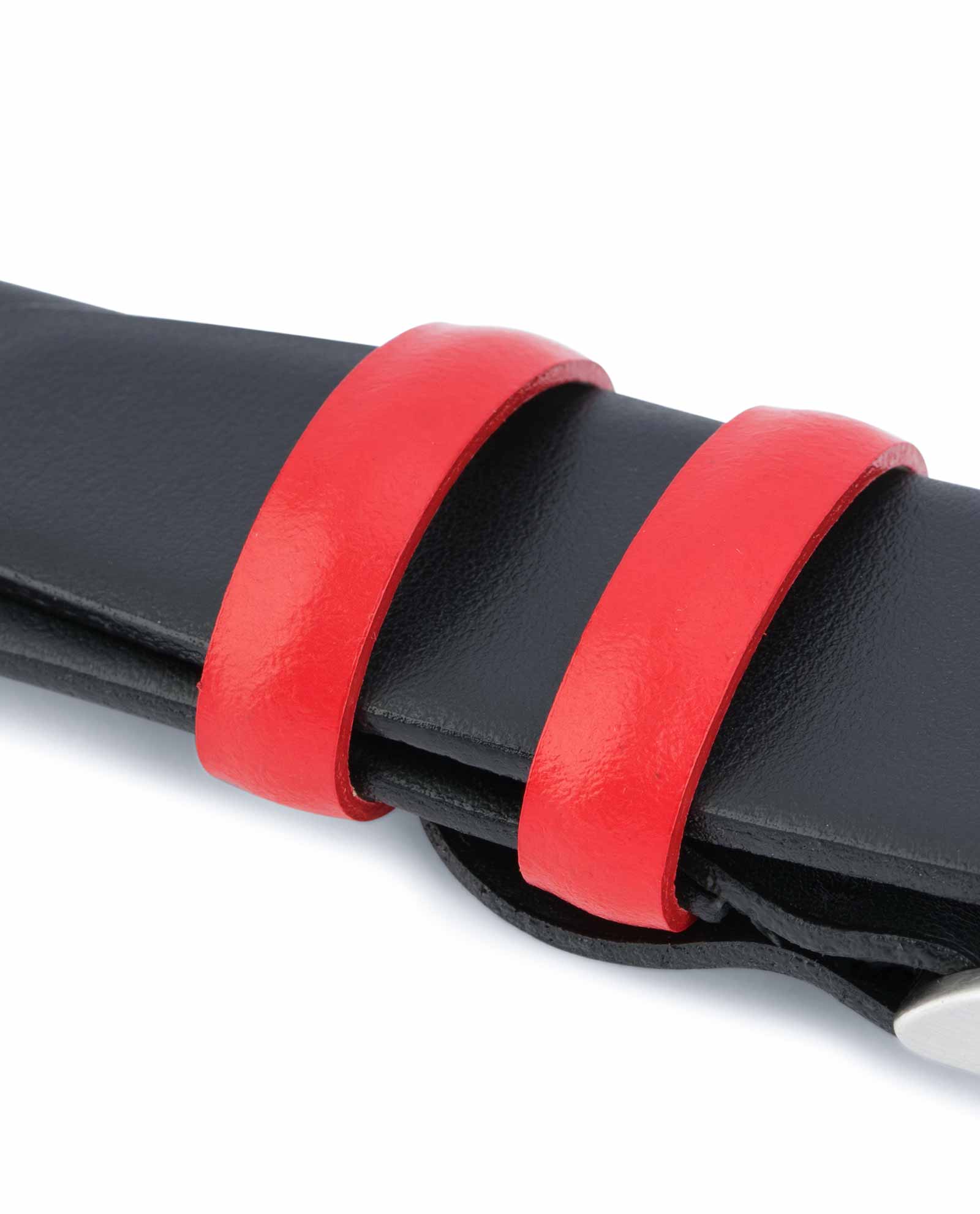 black and red leather belt