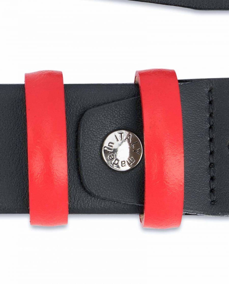 Black-Mens-Belt-with-Red-Leather-Loops-Screw-bolt