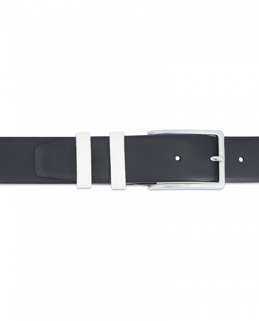 Black-Mens-Belt-with-White-Leather-Loops-On-pants
