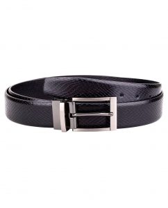 Buy Mens Black Reversible Snake Belt - LeatherBeltsOnline.com