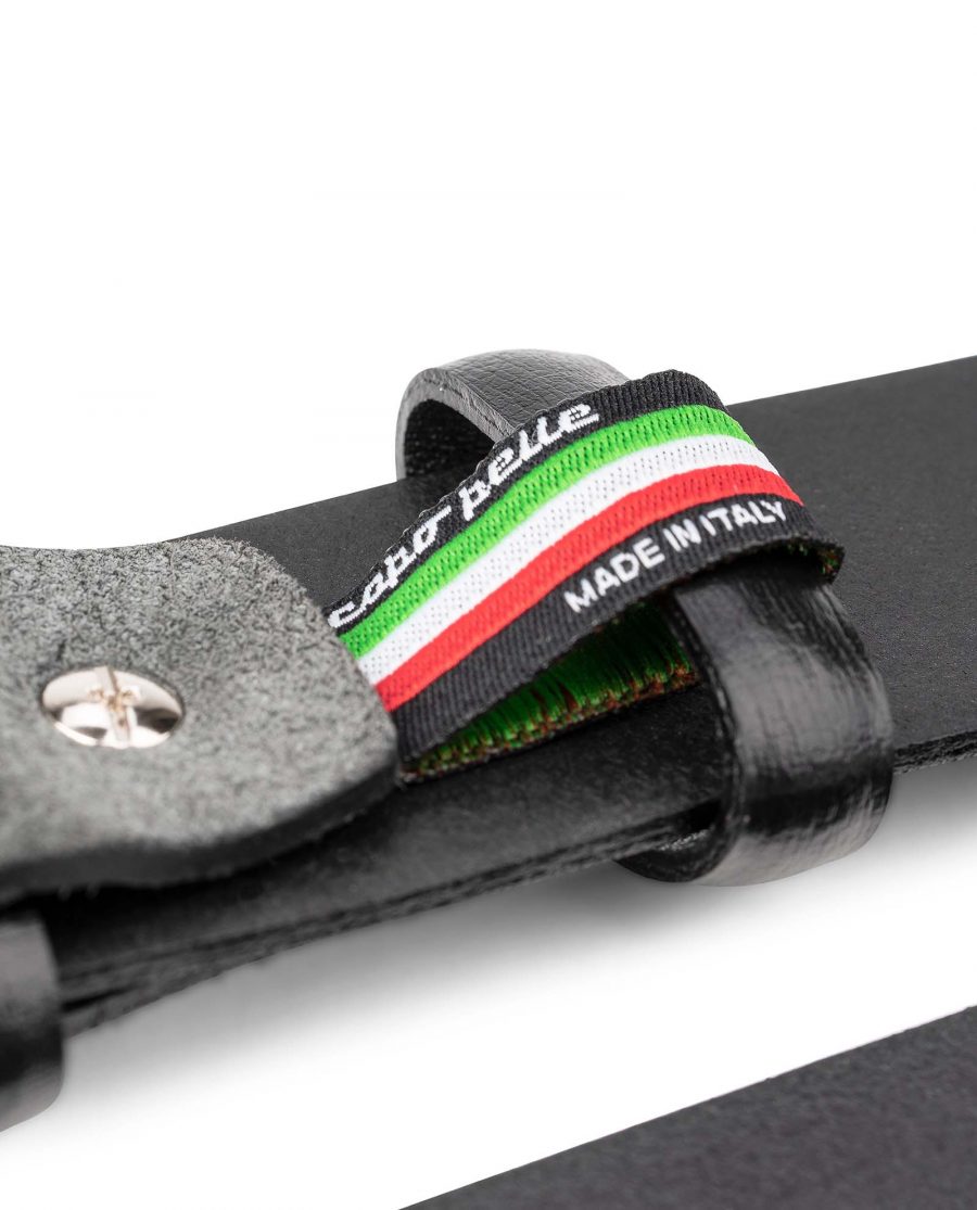 Black-Smooth-Leather-Belt-with-Custom-Buckle-Gray-Suede-Mens-by-Capo-Pelle-Made-in-Italy