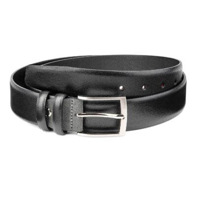 Black-Smooth-Leather-Belt-with-Custom-Buckle-Gray-Suede-Mens-by-Capo-Pelle-Main-picture