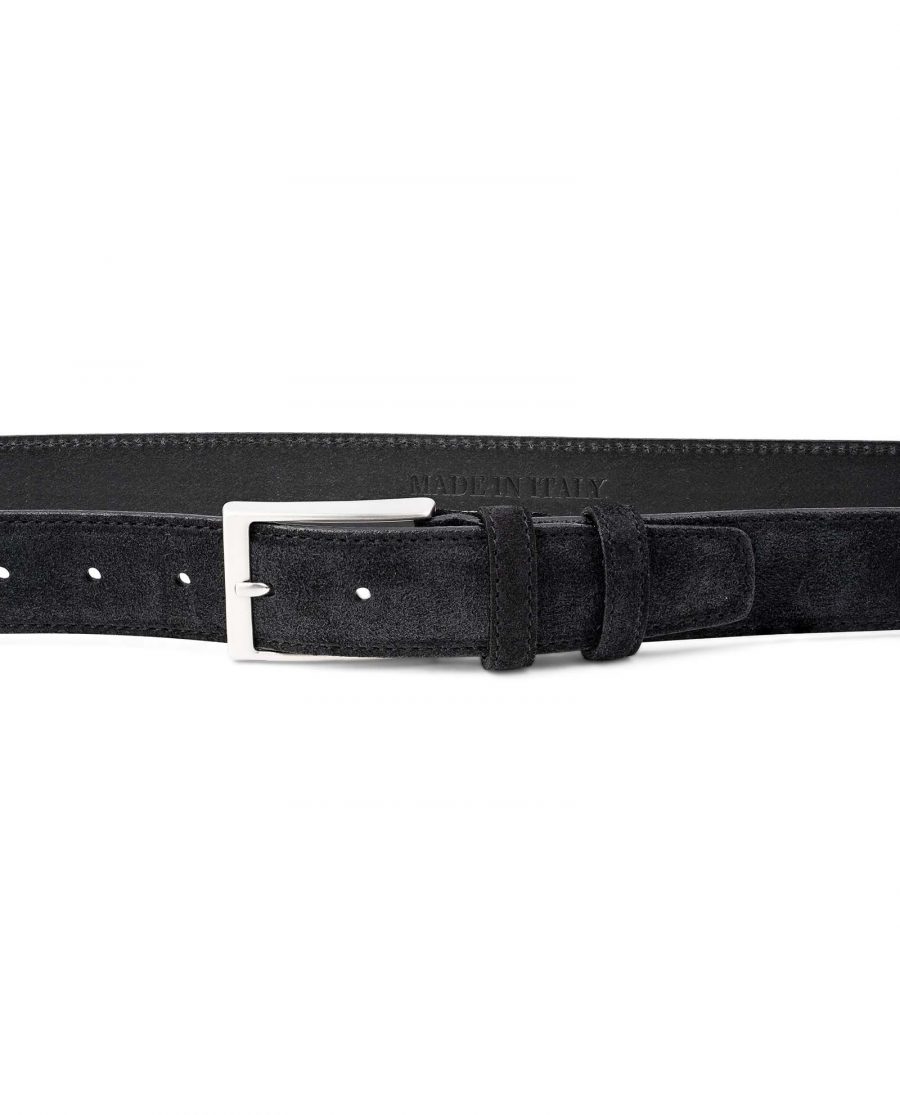 Black-Suede-Belt-Mens-35-mm-Italian-Leather-by-Capo-Pelle-on-Trousers