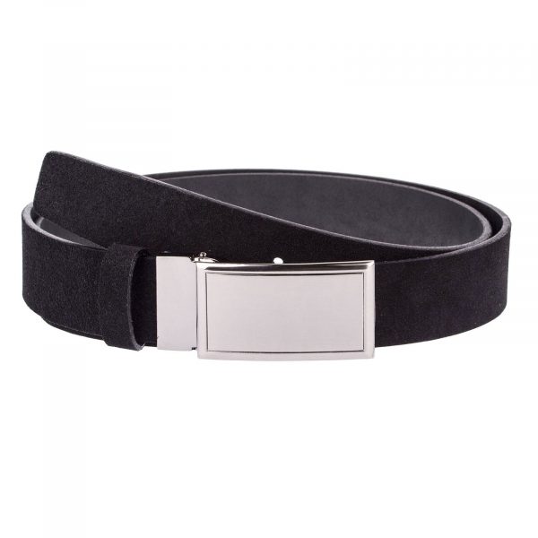 Black-Suede-Belt-With-Buckle-Front