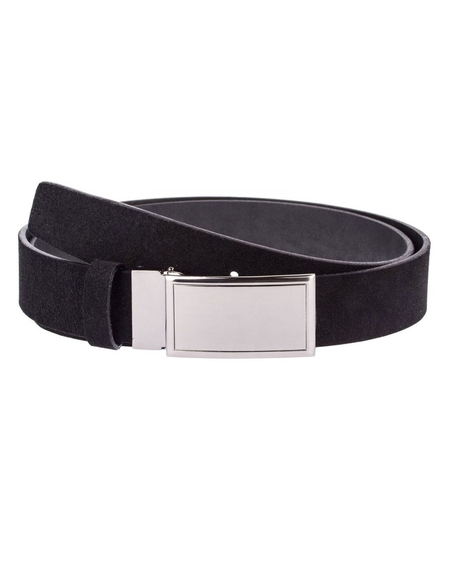 Black-Suede-Belt-With-Buckle-Front