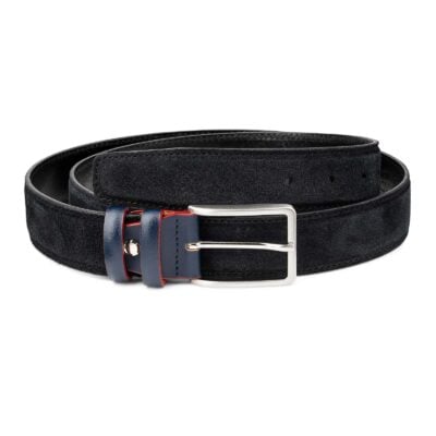 Black-Suede-Belt-with-Custom-Blue-Buckle-Mens-by-Capo-Pelle-First-image