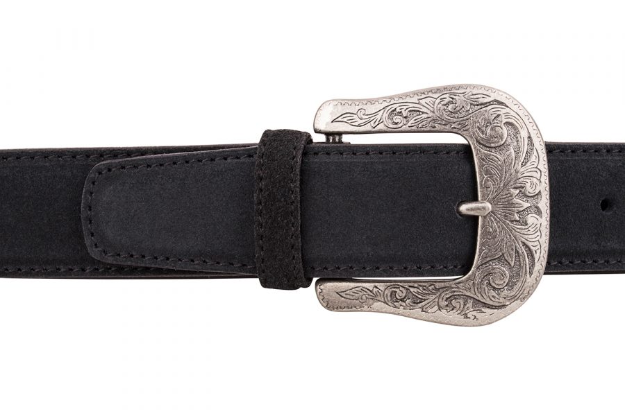 Buy Black Suede Western Belt - Silver Antique Buckle ...