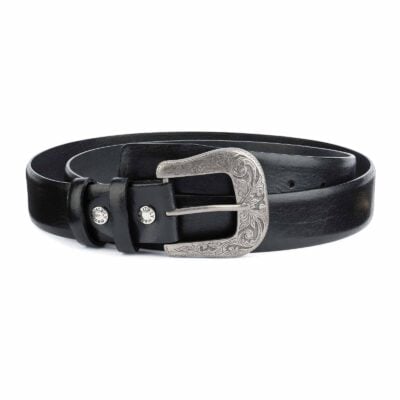 Black-Western-Belt-Mens-Veg-Tan-Leather-Capo-Pelle