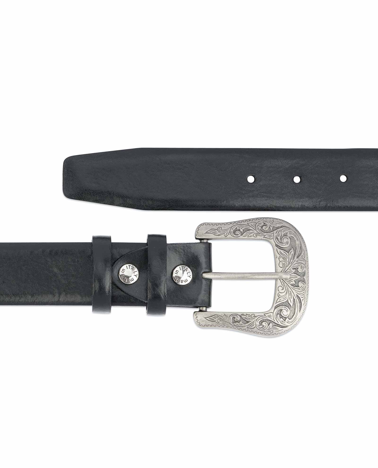 Buy Black Western Belt Mens | Veg Tan Leather | LeatherBeltsOnline.com