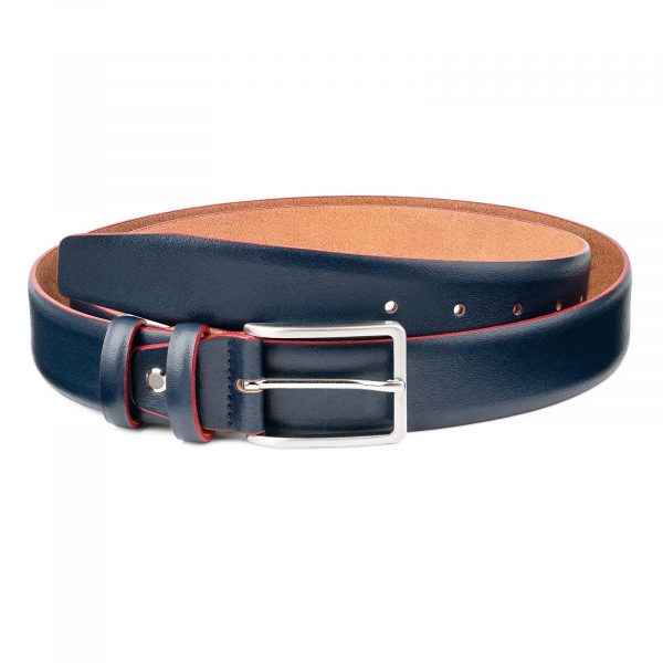 Blue-Leather-Belt-With-Red-Edges-Mens-by-Capo-Pelle-First-picture