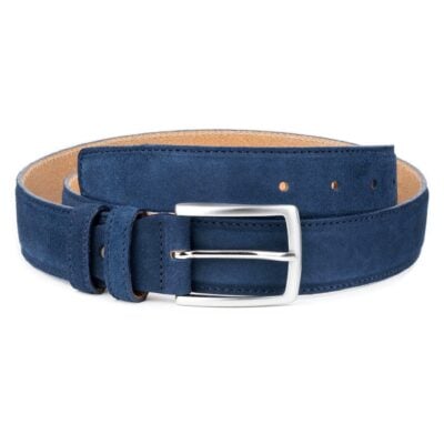 Blue-Suede-Belt-Navy-Genuine-Italian-Leather-Capo-Pelle-Main-picture