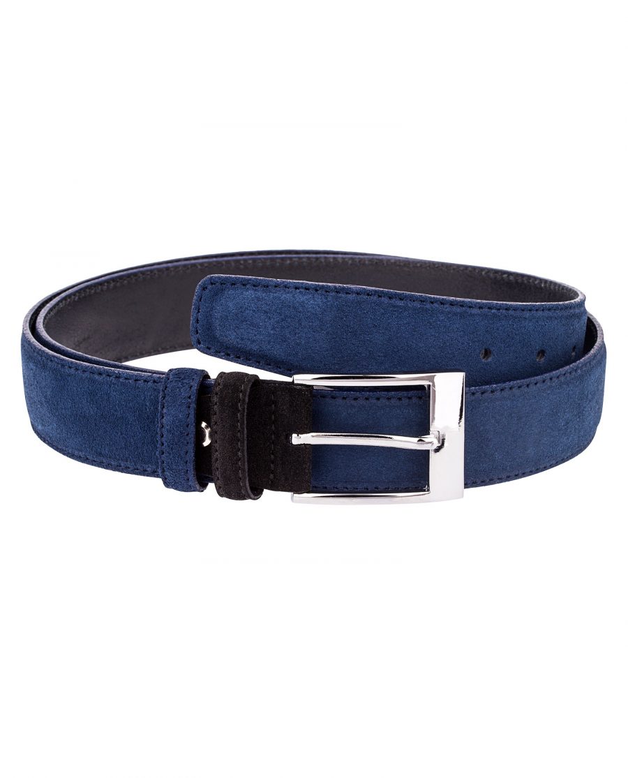 Blue-Suede-Belt-with-Black-buckle-First-picture