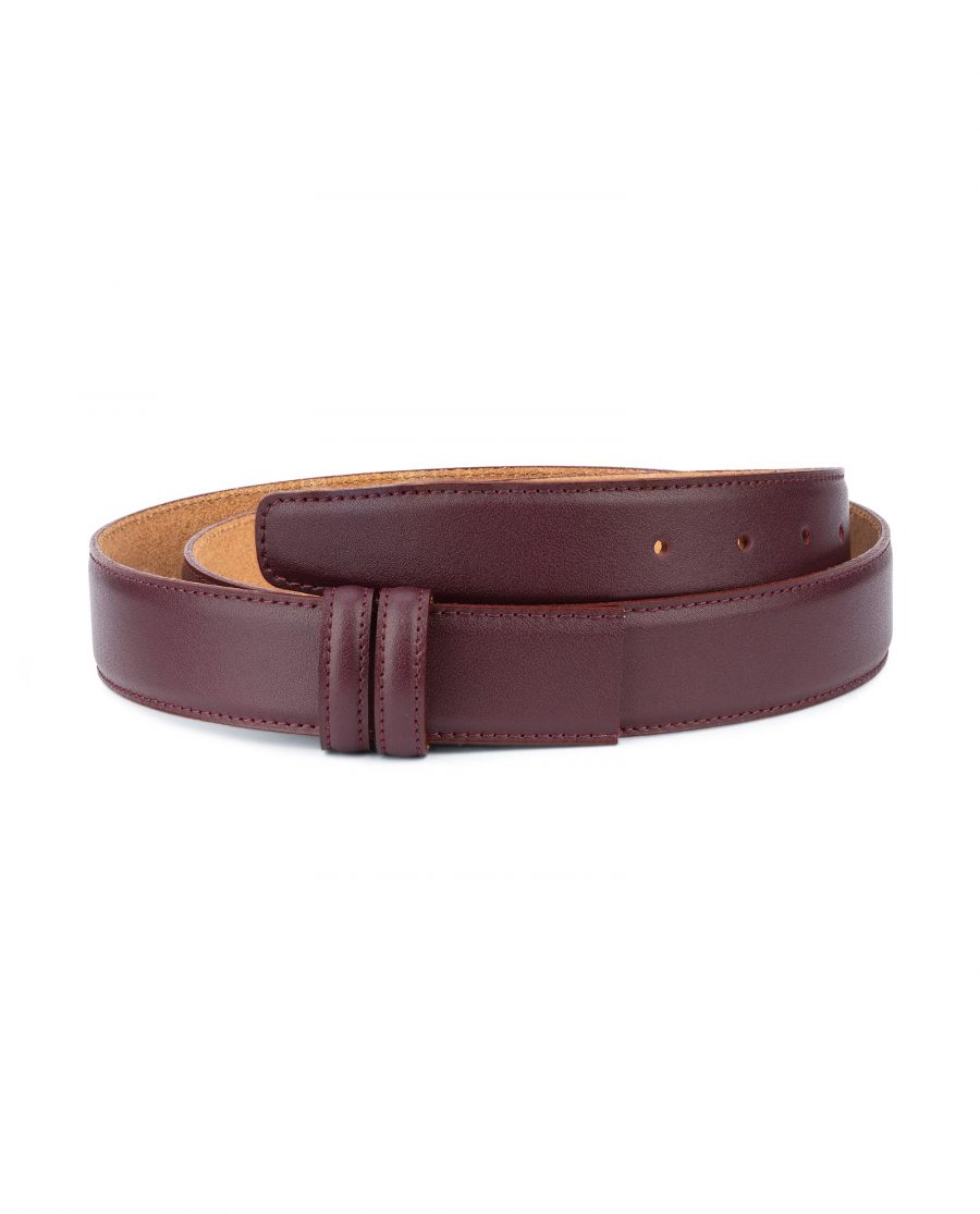 Burgundy Belt Without Buckle Replacement strap 1