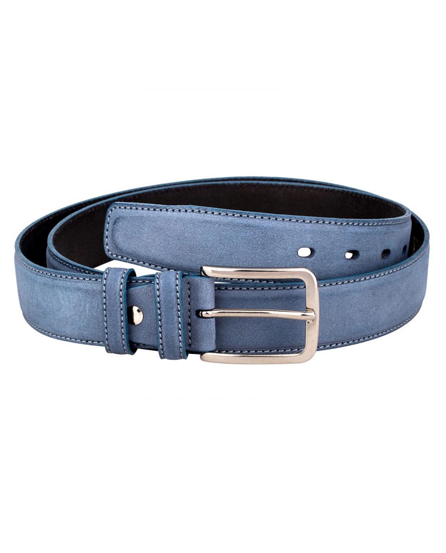 Buy Crazy Horse Leather Belt - Light Blue - LeatherBeltsOnline.com