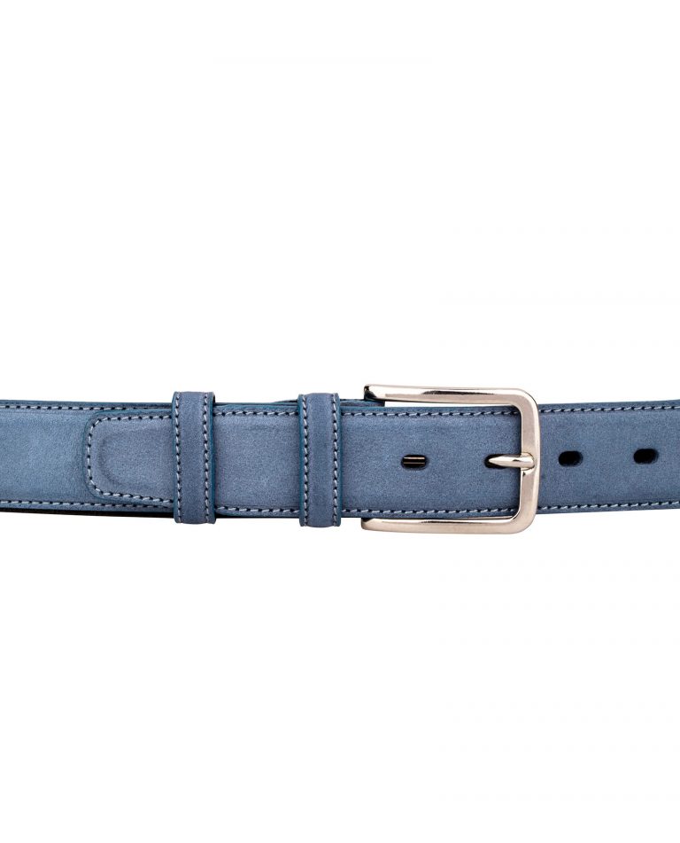 Buy Crazy Horse Leather Belt - Light Blue - LeatherBeltsOnline.com