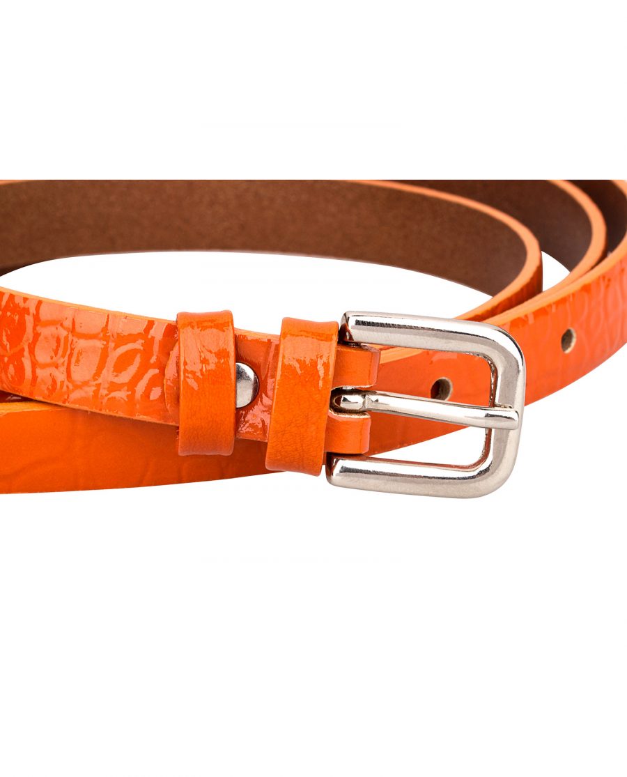 Croco-orange-skinny-belt-buckle-1